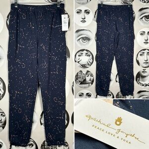 Spiritual Gangster Navy Laguna Sweatpants w/ Zodiac Constellation Design, Sz XS
